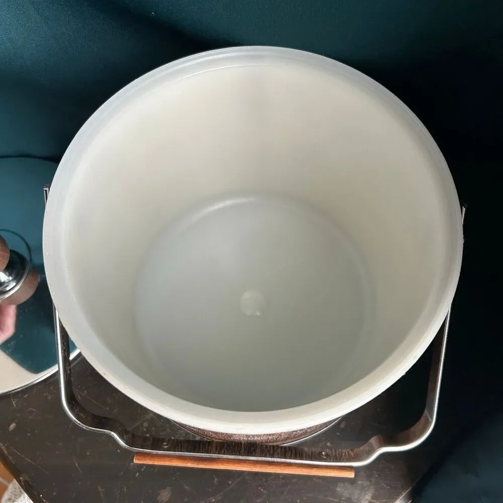 Mid-Century Atapco USA Chrome Woodgrain Ice Bucket